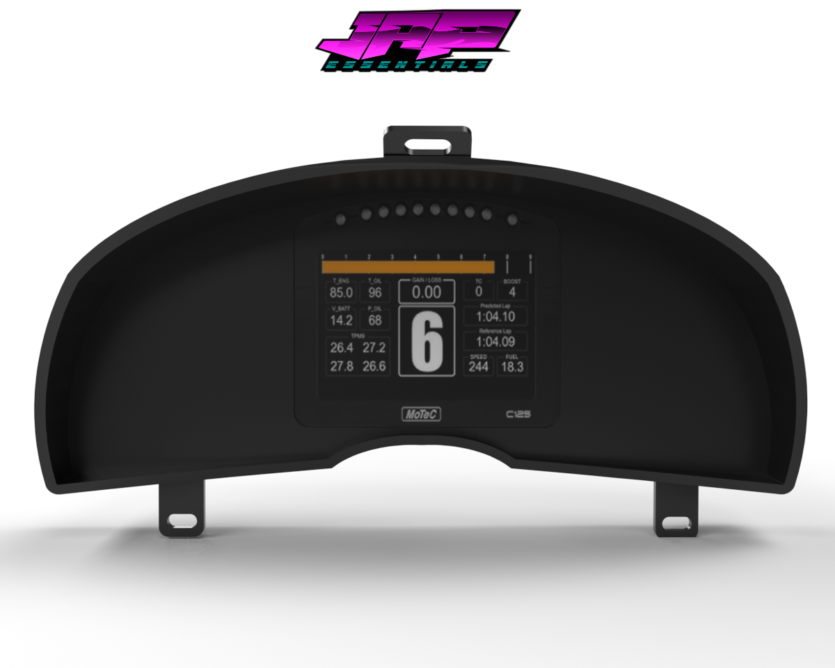 Digital Display Dash Mount to suit a MoTeC C125 Display Screen which is a direct fit OEM factory fit which has a perfect interior black paint finish.