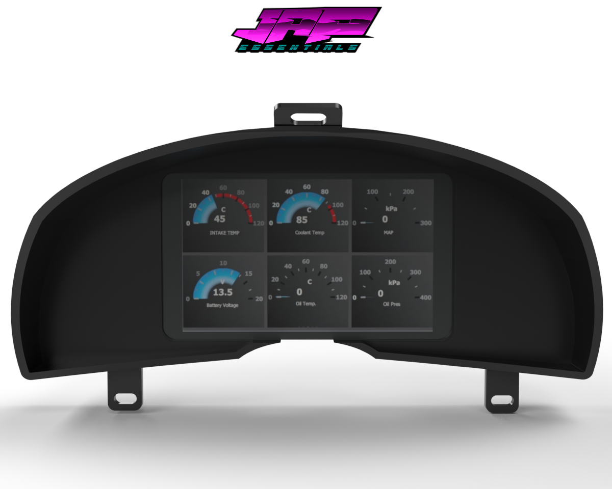 Digital Display Dash Mount to suit a Powertune Display Screen which is a direct fit OEM factory fit which has a perfect interior black paint finish.