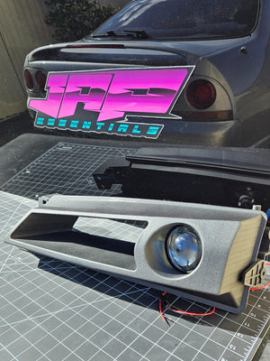 Ducted Headlight to suit a Nissan Silva S14 and 240sx Series 2 to increase air flow for racing and is a direct replacement of original OEM headlight. No Modifications needed. These include a 2.5 inch LED Projector.