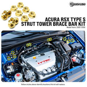 Titanium Hardware Strut Tower Brace Bar Kit - Acura RSX Type S (2002-2006)