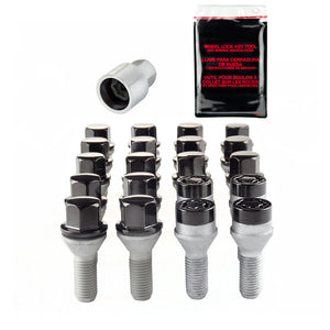 McGard 5 Lug Hex Install Kit w/Locks (Cone Seat Bolt) M12X1.25 / 17mm Hex / 25.6mm Shank L. - Black