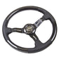 NRG Carbon Fiber Steering Wheel (350mm / 1.5in. Deep) Leather Trim w/Blk Stitch & Slit Cutout Spokes