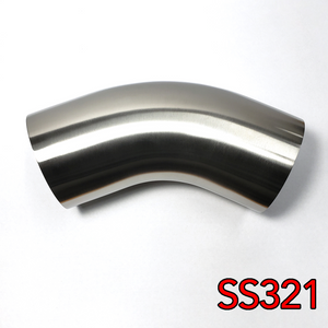 Stainless Bros 3in SS321 45 Deg Mandrel Bend Elbow - 1.5D Radius 16GA/.065in Wall 2in Leg / 2in Leg