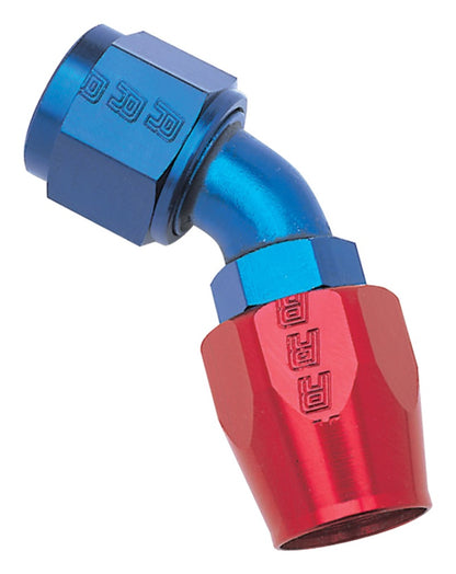 Russell Performance -10 AN Red/Blue 45 Degree Full Flow Hose End (25 pcs.)