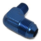 Russell Performance -8 AN to 1/4in NPT 90 Degree Flare to Pipe Adapter (Blue)