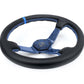 NRG Reinforced Steering Wheel (350mm) Blue Carbon Fiber Center - Blue Stitching & Center Mark