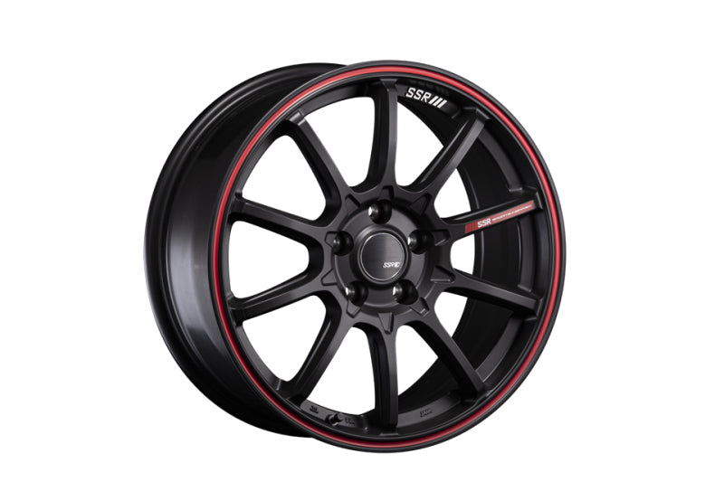 SSR GTV05 5x114.3 19x8.0 Offset 45 Flat Black w/ Red Line