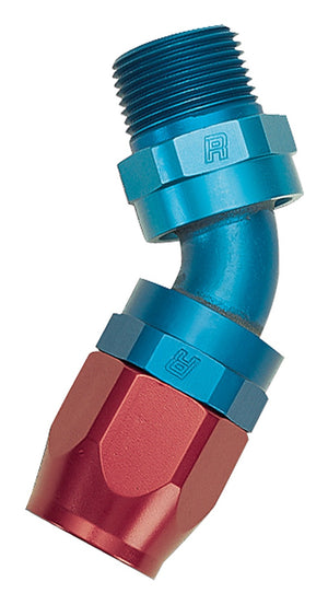 Russell Performance -6 AN Red/Blue 45 Degree Full Flow Swivel Pipe Thread Hose End (With 1/4in NPT)