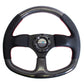 NRG Carbon Fiber Steering Wheel (320mm) Flat Bottom & Leather Trim w/Red Stitching