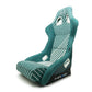 NRG FRP Bucket Seat - 20 Year Anniversary - Microfiber Green w/ White Stripes & Arrow Design - Large