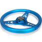 NRG Aluminum Steering Wheel 330mm - Arow Cutout - Ergonomic Grip - Anadized Blue