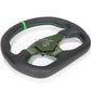 NRG Carbon Fiber Flat Bottom Steering Wheel (320mm) Green CF Center w/Green Stitch/Center Mark