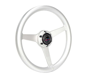NRG Aluminum Steering Wheel 330mm - Heritage Solid Spoke - Ergonomic Grip - Anadized Silver