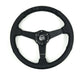 NRG Reinforced Black Perforated Leather Steering Wheel 350mm / 1.5in Deep w/ Goal Digger Blk Stitch