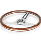 NRG Reinforced Steering Wheel (360mm) Dark Wood Grain w/Chrome 3-Spoke Center