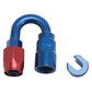 Russell Performance 5/16in SAE Quick Disc Female to -6 Hose Red/Blue 180 Degree Hose End