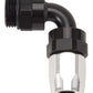 Russell Performance Swivel Hose End Assy #10 AN Male SAE Port to #8 Hose 90 Deg Clr/Blk Anodized