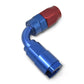 Russell Performance 5/16in SAE Quick Disc Female to -6 Hose Red/Blue 90 Degree Hose End