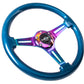 NRG Classic Wood Grain Steering Wheel (350mm) Blue Pearl/Flake Paint w/Neochrome 3-Spoke Center