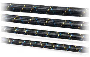 GReddy AN04 REUSABLE HOSE NYLON BRAIDED BLACK/GOLD/BLUE (PRICE PER FOOT)