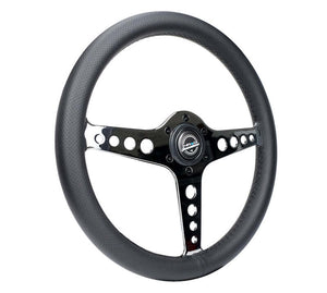 NRG Light Weight Gaming Steering Wheel - Driftz 350mm 3 Chrome Spokes Perforated Leather