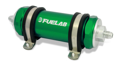 Fuelab 828 In-Line Fuel Filter Long -6AN In/Out 6 Micron Fiberglass - Green