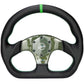 NRG Carbon Fiber Flat Bottom Steering Wheel (320mm) Green CF Center w/Green Stitch/Center Mark
