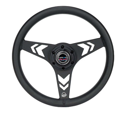NRG Aluminum Steering Wheel 330mm - Arow Cutout - Ergonomic Grip - Anadized Black