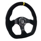 NRG Reinforced Steering Wheel (320mm) Sport Suede Flat Bottom w/ Yellow Center Mark