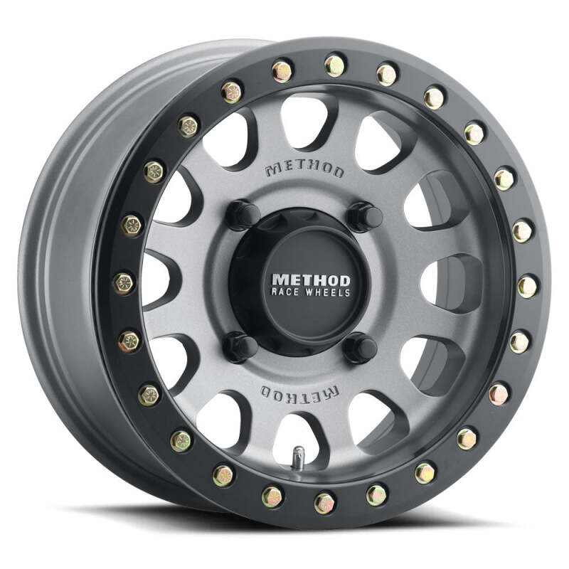 Method MR401 UTV Beadlock 15x7 / 5+2/38mm Offset / 4x156 / 132mm CB Titanium Wheel- Matte Black Ring