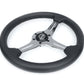 NRG Light Weight Gaming Steering Wheel - 350mm 3 Chrome Silver Spokes Perforated Leather