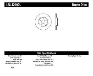 StopTech Nissan 370z / Infiniti G37 SportStop Drilled Front Left Rotor