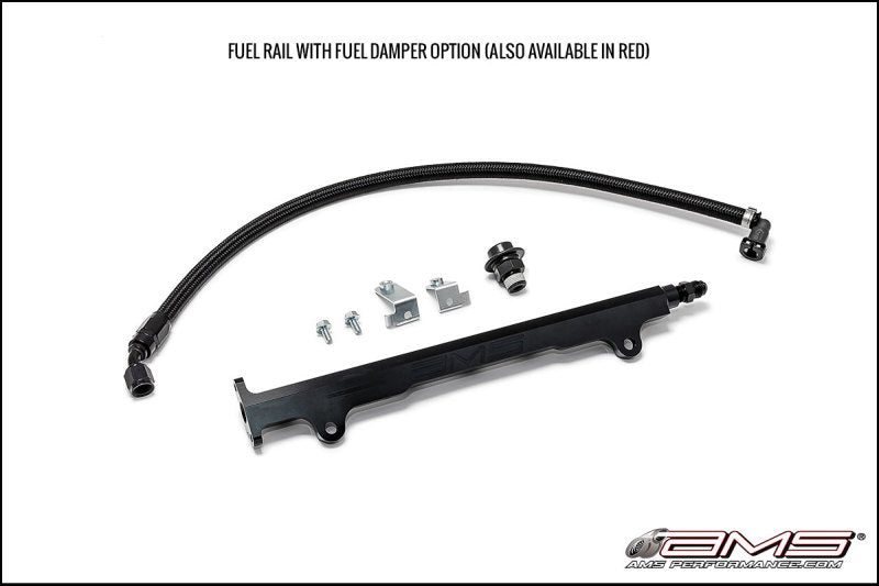 AMS Performance 08-15 Mitsubishi EVO X CNC Machined Aluminum Fuel Rail w/Pulsation Dampener - Black