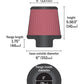 K&N Filter Universal Rubber Filter-Rd Tapered 3in Flange ID x 6in Base OD x 5in Top OD x 5.563in H