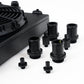 CSF Universal Half Radiator w/-16AN & Slip-On Fittings/12in SPAL Fan & Shroud - Black Finish