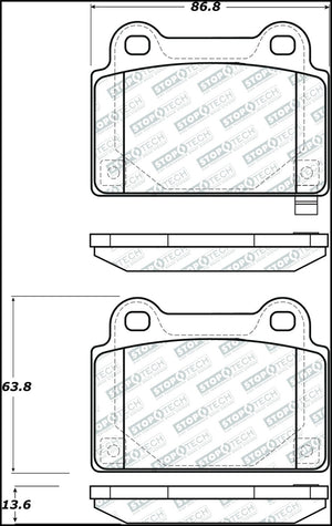 StopTech 08-15 Mitsubishi Evo X Street Performance Rear Brake Pads