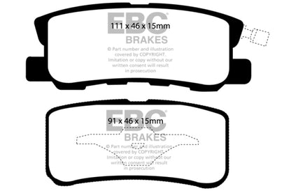 EBC 11-14 Chrysler 200 3.6 Redstuff Rear Brake Pads