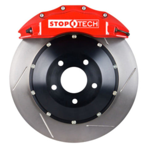 StopTech 03-06 Evo Front BBK w/ Red ST-60 Calipers Slotted 355x32mm Rotors Pads and SS Lines