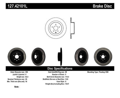 StopTech Infiniti G37 / Nissan 370Z SportStop Slotted & Drilled Rear Left Rotor